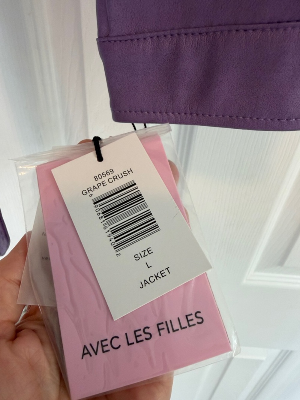 Avec Les Filles Purple Faux Leather Cropped Moto Jacket - Picture 3 of 8
